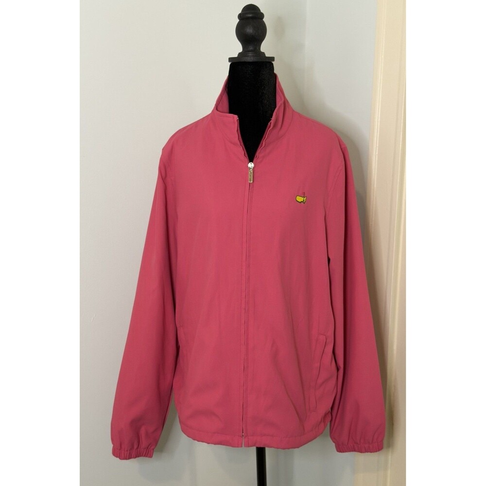 Womans Masters Performance Full Zip Pink Windbreaker Sz Med Logo Golf Tournament